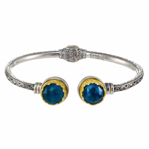 Round colors Cuff Bracelet in Silver with Gold Plated parts 6478 apatite