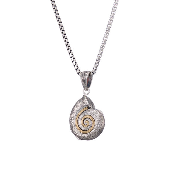 Sea Snail Locket Pendant Photo Remembrance with Ruby