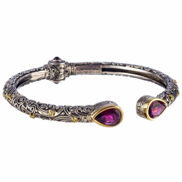 Tear Shaped Open Bracelet in 18k Gold and Silver 6447