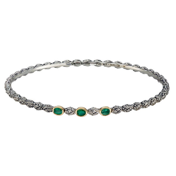 Thin Bangle Bracelet emeralds 6578