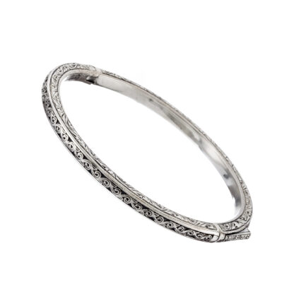 Thin Round Silver Bracelet 6409 - a