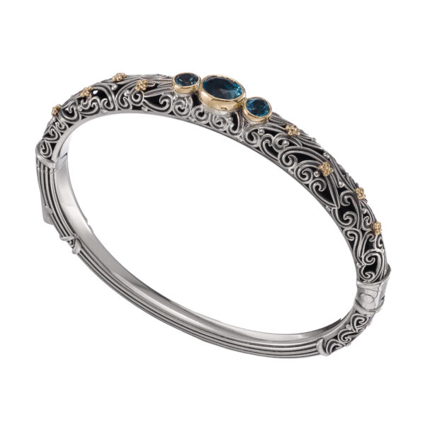 Triple Stones Oval Bracelet in 18k Gold and Silver 6604 b