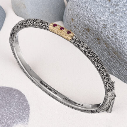 Triple Stones Thin Bangle Bracelet 6607