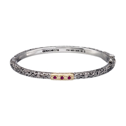 Triple Stones Thin Bangle Bracelet ruby- 6607w