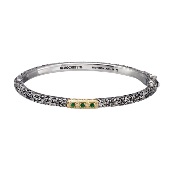 Triple Stones Thin Bangle Bracelet tsavorite 6607W