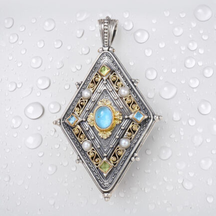 Byzantine Pendant in 18k Gold and Silver - 3001