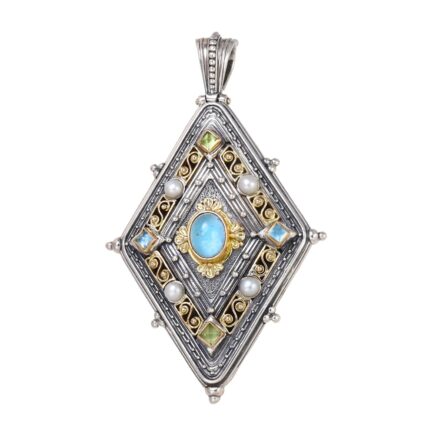Byzantine Pendant in 18k Yellow Gold and Sterling Silver - 3001