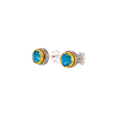 Crown Small Stud Earrings in Silver 1708 gplated apatite