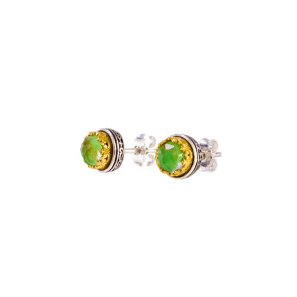 Crown Small Stud Earrings in Silver 1708 gplated green turqoise