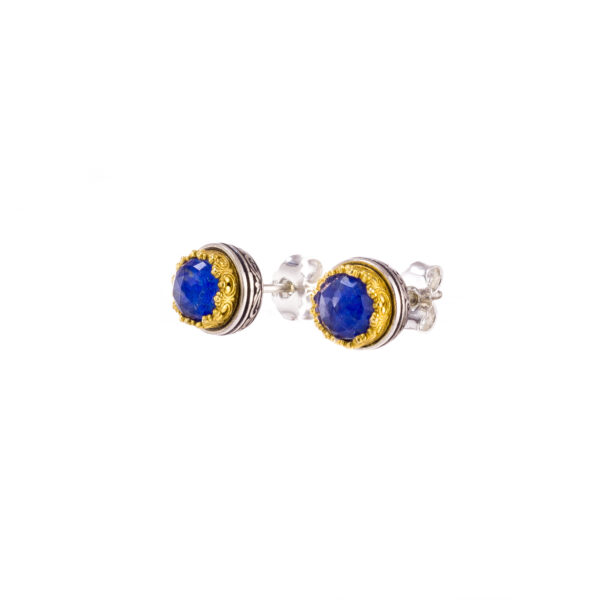 Crown Small Stud Earrings in Silver 1708 gplated lapis