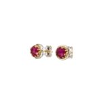 Crown Stud Small Earrings in Gold and Silver-1625 ruby