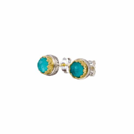 Crown Stud Small Earrings in Gold and Silver 1858-amazonite
