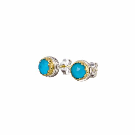 Crown Stud Small Earrings in Gold and Silver-1858-turq