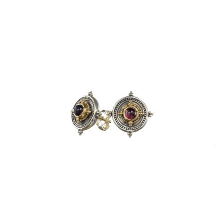 Round Stud Earrings in 18k Gold and Silver 1084