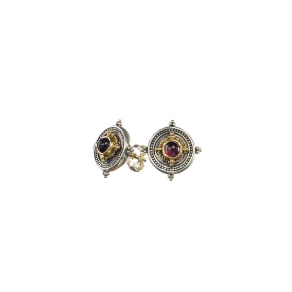 Round Stud Earrings in 18k Gold and Silver 1084