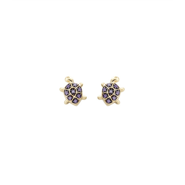 Sea Turtle 14k Gold Stud Earrings E152674-A purple