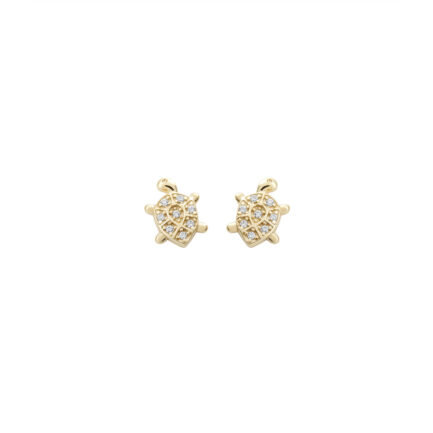 Sea Turtle 14k Gold Stud Earrings E152674-A white