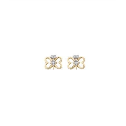 Small Butterfly 14k Yellow Gold Stud Earrings E152676-A white