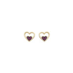 Small Heard 14k Yellow Gold Stud Earrings E152675-A red