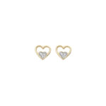 Small Heard 14k Yellow Gold Stud Earrings E152675-A white