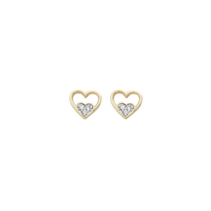 Small Heard 14k Yellow Gold Stud Earrings E152675-A white