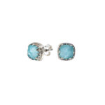 Square Stud Earrings Small in Silver 1610 Amazonite