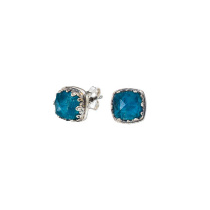 Square Stud Earrings Small in Silver -1610-apatite
