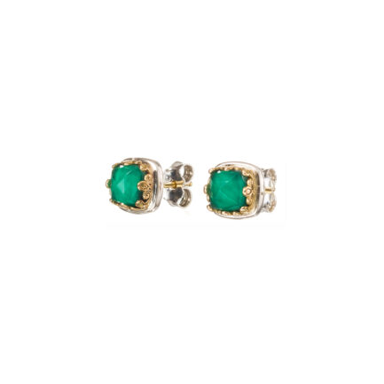 Square Stud Small Earrings in 18k gold 1624 Malachite