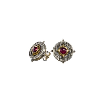 Stud Round Earrings in 18k Gold and Silver 1083