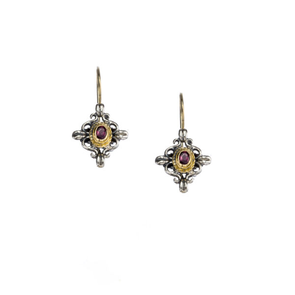 Byzantine Earrings in k18 Yellow Gold and Sterling Silver 925