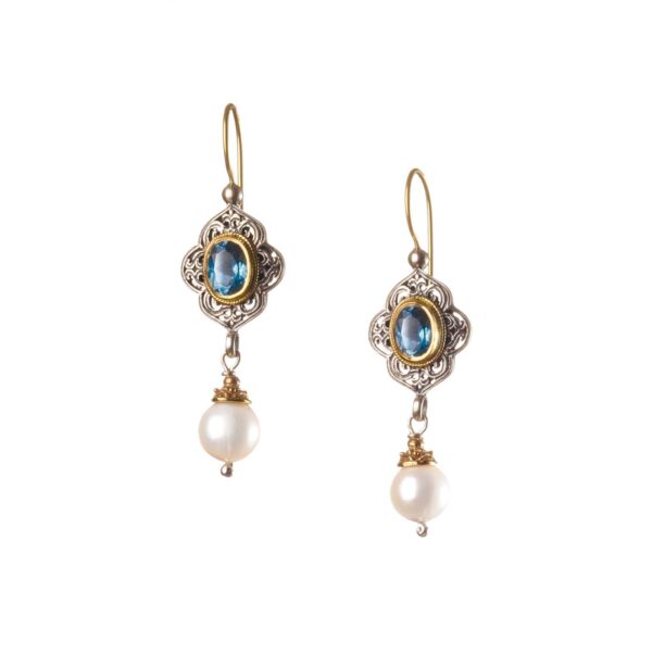 Byzantine long earrings in 18k Gold and Sterling Silver