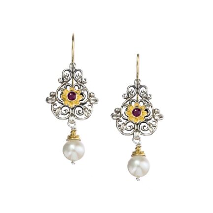 Byzantine long earrings in 18k Gold and Sterling Silver 925