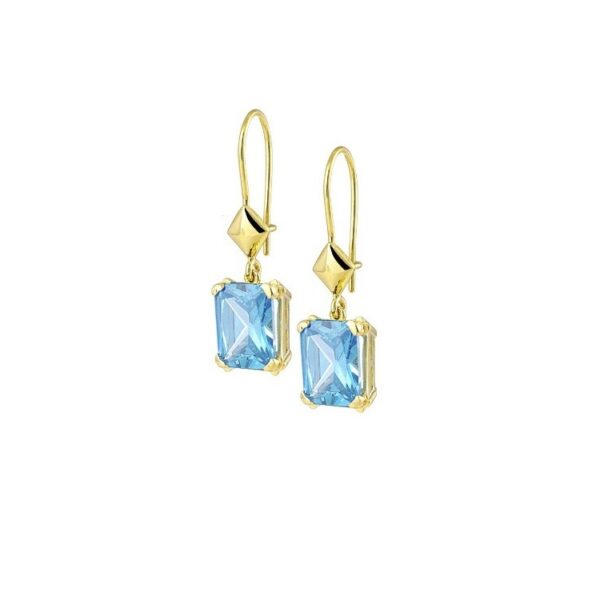 Emerald Cut Drop Earrings in k14 yellow Gold