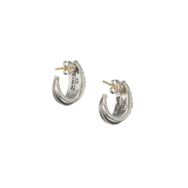 Half Hoop Earrings Ruby 18k Gold and Silver 1162 back