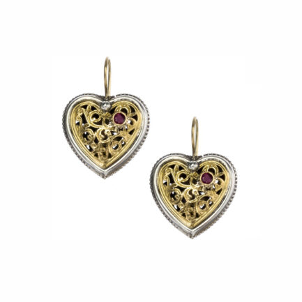 Hearts Earrings in k18 Yellow Gold and Sterling Silver