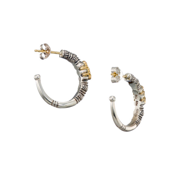 Hoop Earrings in 18k Yellow Gold and Silver