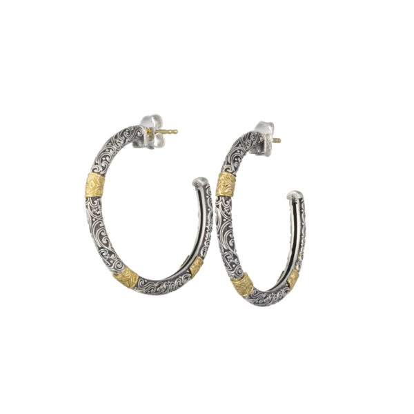 Hoop Earrings in 18k Yellow Gold with Sterling Silver