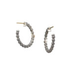 Hoop Earrings in 18k Yellow Gold with Sterling Silver and Gemstones