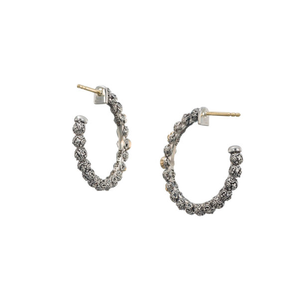 Hoop Earrings in 18k Yellow Gold with Sterling Silver and Gemstones eBay