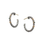 Hoop Earrings in 18k Yellow Gold with Sterling Silver and Gemstones eBay