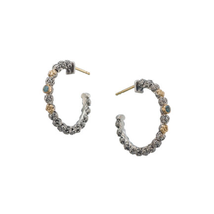 Hoop Earrings in 18k Yellow Gold with Sterling Silver and Gemstones eBay