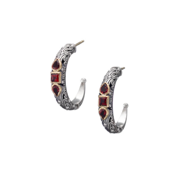 Hoops Earrings in 18k Gold and Silver with Gemstones