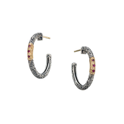 Hoop Earrings in 18k Yellow Gold with Sterling Silver and Gemstones eBay