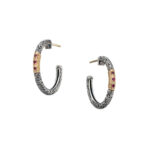 Hoop Earrings in 18k Gold and Silver ruby 1998 a
