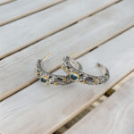 Hoops Earrings in 18k Gold and Silver 10017 Blue-topaz