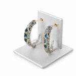 Hoops Earrings in 18k Gold and Silver 10021-with-blue-topaz