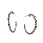 Large Hoop Earrings in 18k Gold and Silver 10002 blue topaz a