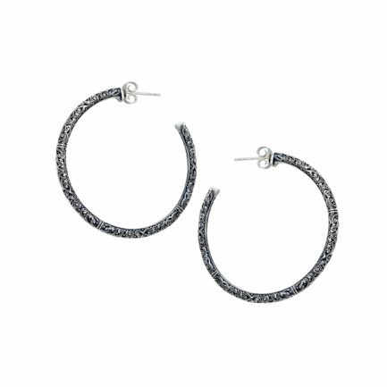 Large Hoop Earrings 3.7cm Sterling Silver 925