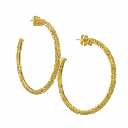 Large Hoop Earrings 3.7cm in Gold plated Sterling Silver 925