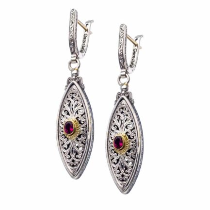 Marquise Drop Earrings in 18k Gold and Sterling Silver 925